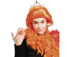 Folat - Oranje Koningin Pruik met Kroontje - WK voetbal 2026 - WK voetbal versiering - Olympische spelen