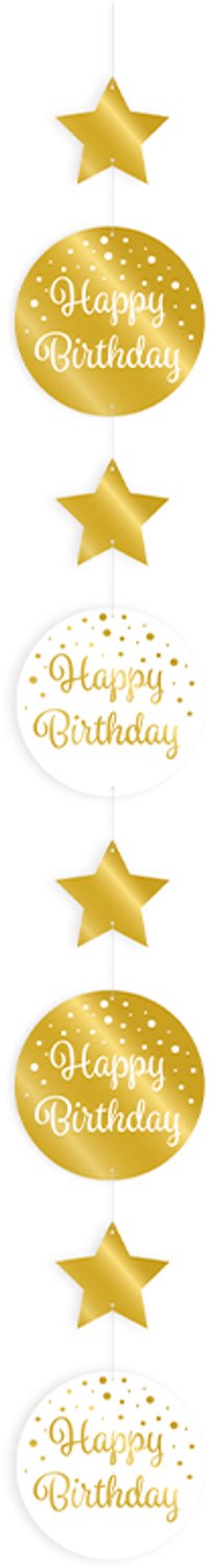 Hanging decoration gold/white - Happy birthday