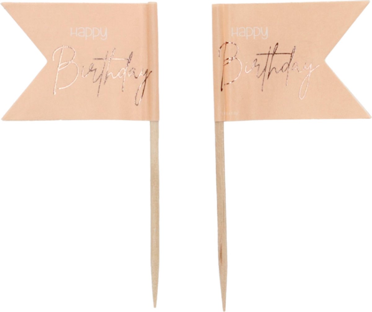 Folat - Prikkers Elegant Lush Blush Happy Birthday - 36 stuks