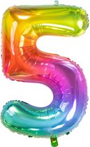 Folat - Folieballon Cijfer 5 Yummy Gummy Rainbow - 86 cm