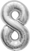 Folat - Folieballon Cijfer 8 Zilver - 86 cm