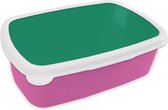 Broodtrommel Roze - Lunchbox Groen - Bos - Kleuren - Brooddoos 18x12x6 cm - Brood lunch box - Broodtrommels voor kinderen en volwassenen