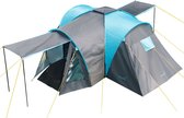 Skandika Hammerfest 6 Plus Tent – Koepeltent - Campingtent 6 personen, 2 m stahoogte, 2 slaapcabines, 2 ingangen, muggengaas, waterdicht, 3000 mm waterkolom – 620 x (220 + 195) x 200 cm (L x B x H) - Outdoor, campingtent, familietent – grijs/blauw