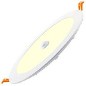 LED Downlight Slim - Oficto Dury - PIR Bewegingssensor 360° + Dag en Nacht Sensor - 24W - Warm Wit 2700K - Inbouw - Rond - Mat Wit - OSRAM LEDs