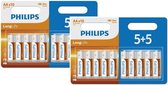 20 piles Philips Longlife AA (2x 5+5 blister)