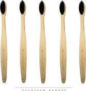 Bamboe Tandenborstel - Zwart - Set van 5 - Met houtskool haren