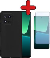 Hoesje Geschikt voor Xiaomi 13 Hoesje Siliconen Case Hoes Met Screenprotector - Hoes Geschikt voor Xiaomi 13 Hoes Cover Case - Zwart