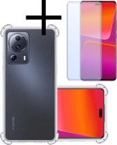 Hoes Geschikt voor Xiaomi 13 Lite Hoesje Siliconen Cover Shock Proof Back Case Shockproof Hoes Met Screenprotector - Transparant