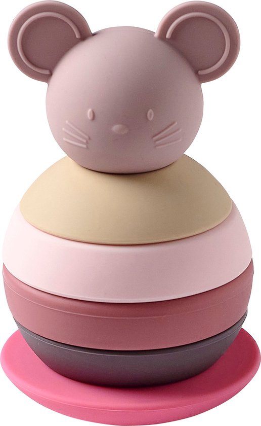 Foto: Nattou tuimelaar muis silicone roze 15 cm