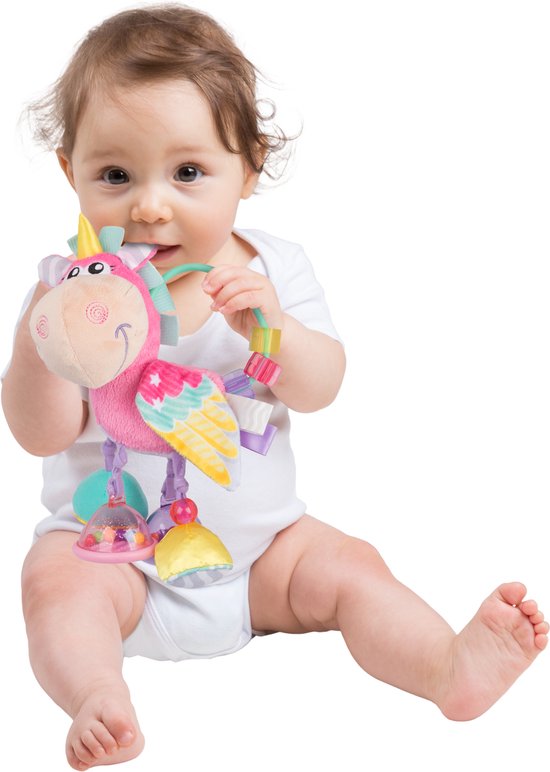 Playgro Clip Clop Rammelaar Unicorn Eenhoorn Roze - Activiteitenspeeltje - Rammelaar - Kraamkado - Baby speelgoed - Babyspeeltje - Kinderwagenaccessoire - Knuffeldier - Baby rammelaar - Bijtspeelgoed - Grijpspeelgoed - Baby