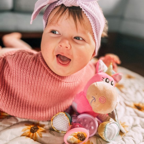 Playgro Clip Clop Rammelaar Unicorn Eenhoorn Roze - Activiteitenspeeltje - Rammelaar - Kraamkado - Baby speelgoed - Babyspeeltje - Kinderwagenaccessoire - Knuffeldier - Baby rammelaar - Bijtspeelgoed - Grijpspeelgoed - Baby