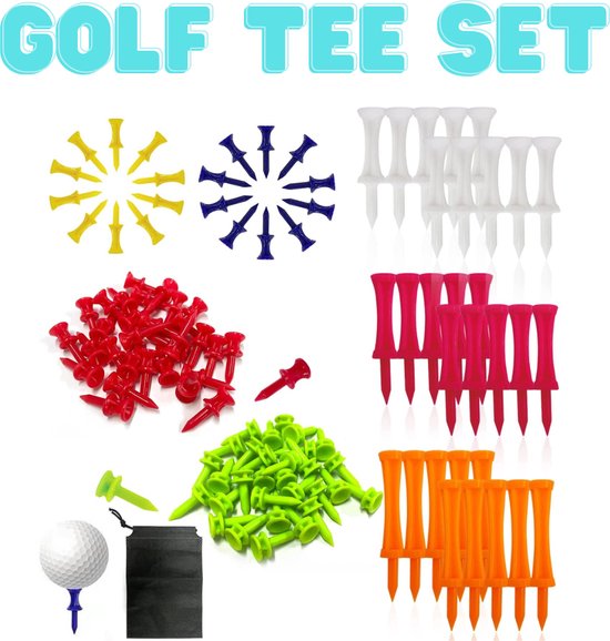 110 delige golftee set - Compleet pakket - Verschillende Kleuren/Maten - Golf Opbergtas - Golfaccesoires - Golfset - Vaderdag Cadeau
