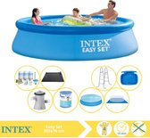Intex Easy Set Zwembad - Opblaaszwembad - 305x76 cm - Inclusief Solarzeil, Onderhoudspakket, Filter, Grondzeil, Solar Mat, Trap en Voetenbad