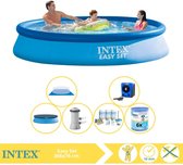 Intex Easy Set Zwembad - Opblaaszwembad - 366x76 cm - Inclusief Afdekzeil, Onderhoudspakket, Zwembadpomp, Filter, Grondzeil en Warmtepomp HS