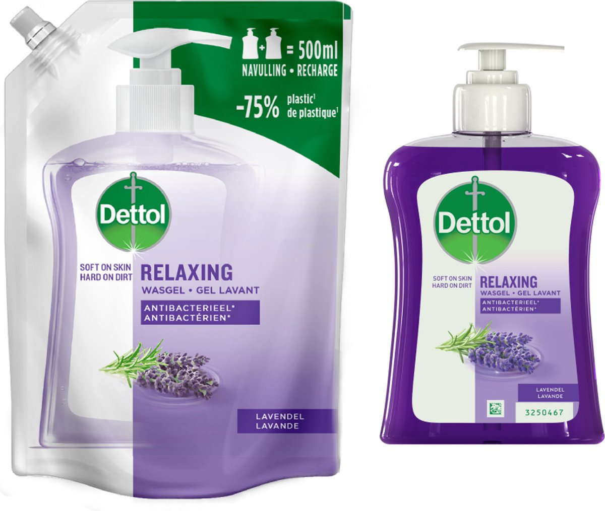 Goedkoopste Dettol - 1x Dettol Refill Relaxing Lavender 500ML - 1 x Dettol Relaxing Lavender 250ML - Voordeelpakket