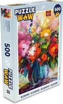 Puzzel Bloemen - Kleurrijk - Bloempot - Olieverf - Legpuzzel - Puzzel 500 stukjes