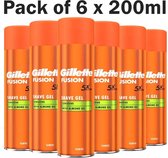 Gillette Fusion5 Ultra Sensitive Scheergel Mannen - 6x200ml Voordeelverpakking
