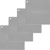 Set van 4 siliconen potschotels - vierkante pannenlappen Hittebestendig tot 230 °C (grijs)