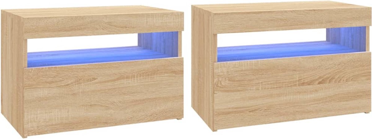 vidaXL - Tv-meubelen - 2 - st - LED-verlichting - 60x35x40 - cm - sonoma - eikenkleur