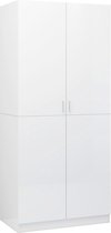 vidaXL - Kledingkast - 90x52x200 - cm - bewerkt - hout - hoogglans - wit