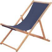 vidaXL - Strandstoel - inklapbaar - stof - en - houten - frame - blauw