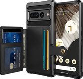 Étui portefeuille pour Google Pixel 7 Pro - Coque arrière 3 en 1 avec porte-cartes - Étui de téléphone pour carte de débit avec porte-cartes à l'arrière - Étui avec aimant pour support de voiture Zwart