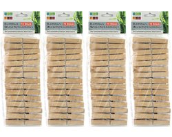 Jedermann wasknijpers - 60x - bamboe hout - 9,5 cm