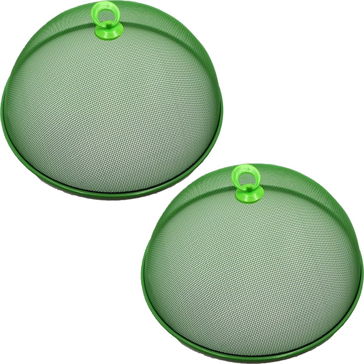 Haushaltshelden Vliegenkap/voedselkap - 2x - groen - metaal - D35 x H16 cm