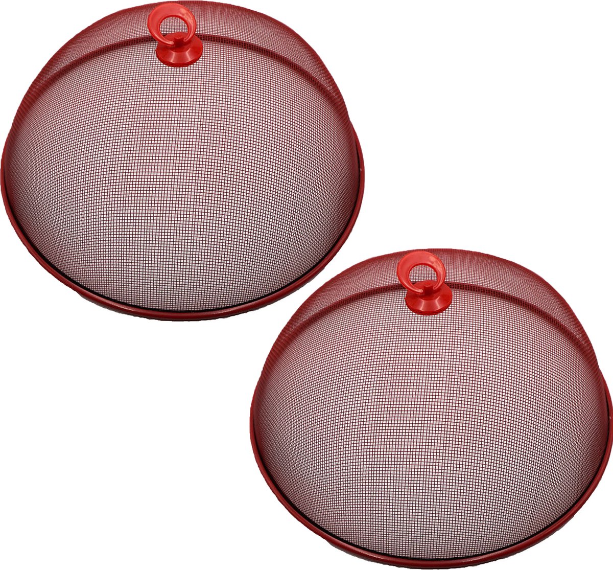 Haushaltshelden Vliegenkap/voedselkap - 2x - rood - metaal - D35 x H16 cm