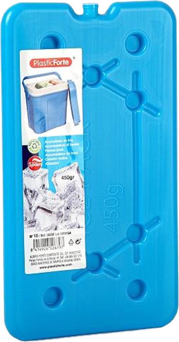 Plasticforte koelelementen 450 gram - 5x - 14 x 25 x 1 cm - blauw - voor koelbox en koeltas van Merkloos — afbeelding 2