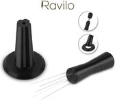 Ravilo® WDT tool met 5 naalden - Zwart - Espresso distributie tool - Weiss Distribution Technique - WDT Distribution tool - koffie verdeler