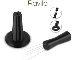 Ravilo® WDT tool met 5 naalden - Zwart - Espresso distributie tool - Weiss Distribution Technique - WDT Distribution tool - koffie verdeler