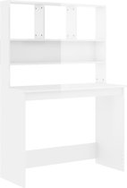 vidaXL Bureau avec étagères 102 x 45 x 148 cm Bois traité Blanc brillant