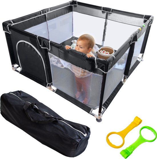 Grondbox Baby - Zwart - Speelbox - Baby Playpen - Kruipbox voor Baby - Grondbox Kruipbox - Veilige Speelomgeving - Speelbox - Baby box