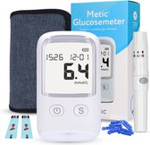 Metic Glucosemeter - Startpakket - Alles in één set - Inclusief GRATIS 25 Teststrips & Lancettes - Bloedsuikermeter - Diabetes meter - Glucose Revolutie - mmol/l - mg/dl