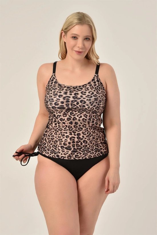 Tankini 2 pièces - Tankini femme Grandes tailles à motif léopard - Bikini et maillots de bain 220 - Imprimé léopard - Taille 42/XL