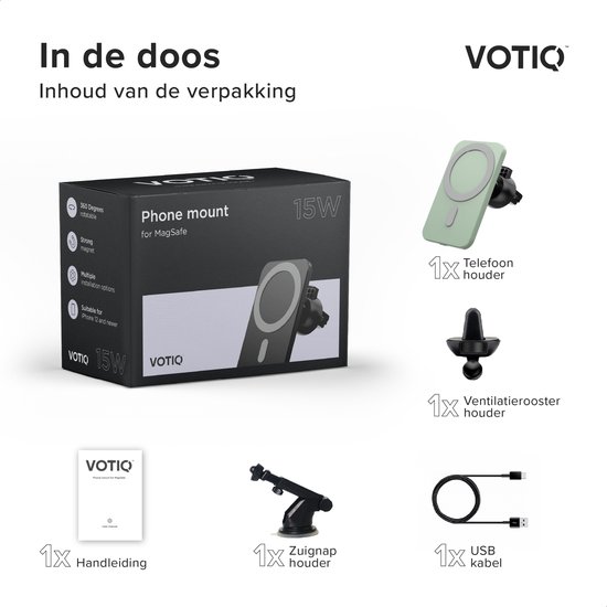 OHLPRO Magnetische Draadloze Autolader voor Magsafe Auto Mount iPhone 15/14/13/12 Pro Max Mini,15W Snel Opladen Telefoon Houder Auto Air Vent Mount met Stick op Dashboard