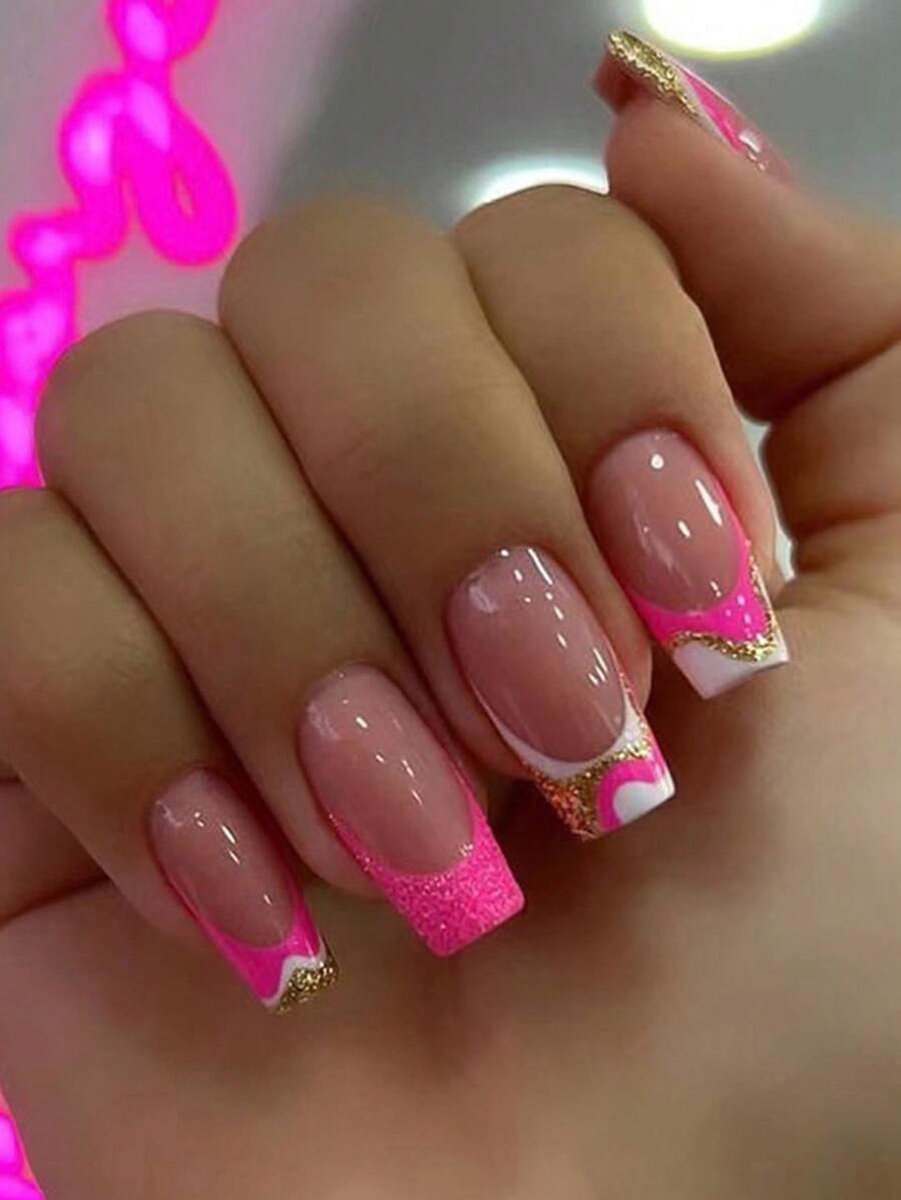 Goedkoopste 24 stuks gestreepte kunstnagels - plaknagels- nepnagels