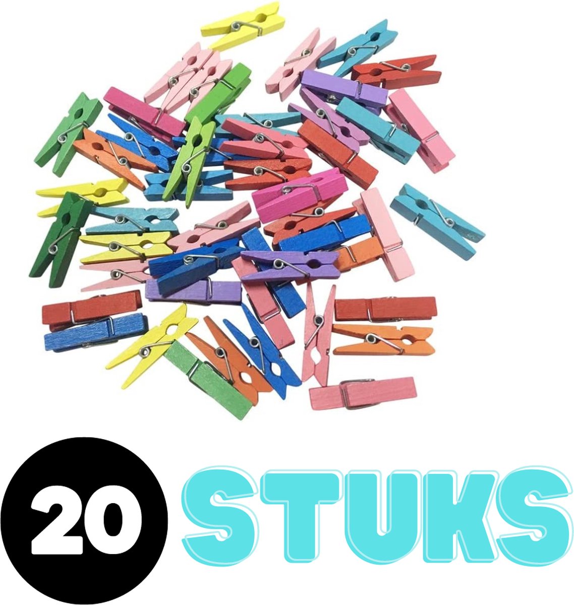 Goedkoopste Houten Mini wasknijpers - 20 stuks - Kleine wasknijpertjes - Ophangen kaartjes/foto's