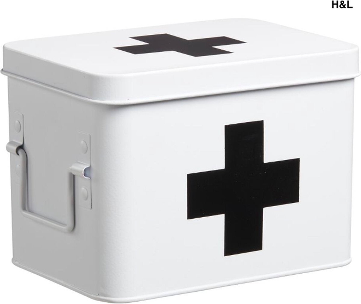 Luxe medicijnbox - wit - metaal - opbergbox medicijnen - badkamer - 15 x 21 x 15 cm