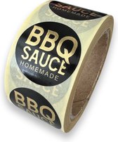 BBQ Saus Homemade sticker - 250 Stuks - rond 25mm - goud - zwart - food sticker - slagers etiket - poeliers etiket - bbq sticker -voedseletiket - HACCP sticker