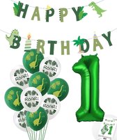 Cijfer Ballon 1 Jaar - Dinosaurus - Dino Plus pakket - Groen - Helium Ballon - Snoes Happy Birthday