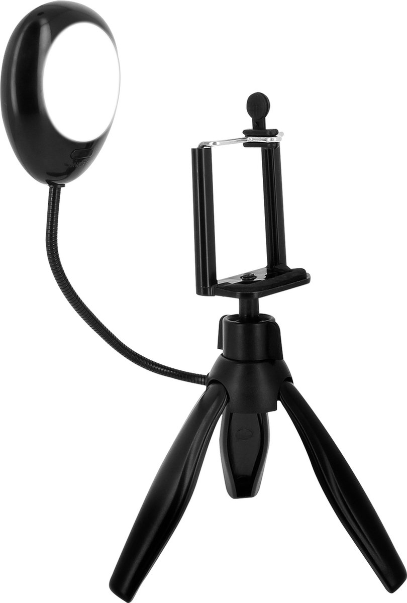 LinQ 360° draaibaar bureaustatief met LED-lamp 3 helderheidsniveaus - zwart