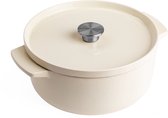 Poêle KitchenAid 22cm - fonte émaillée - blanc amande - ronde