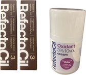 RefectoCil wenkbrauw- en wimperverf 2 stuks nr. 3 Natuurbruin + 100ml Oxidant cream