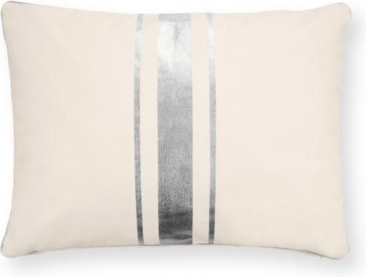 vtwonen Sierkussen met Streep - Woondecoratie - Zilver - 50x70cm
