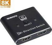 Drivv. HDMI Switch 4K @120 Hz - 2 In 1 Uit / 1 in 2 uit- 8K 60Hz - Zwart