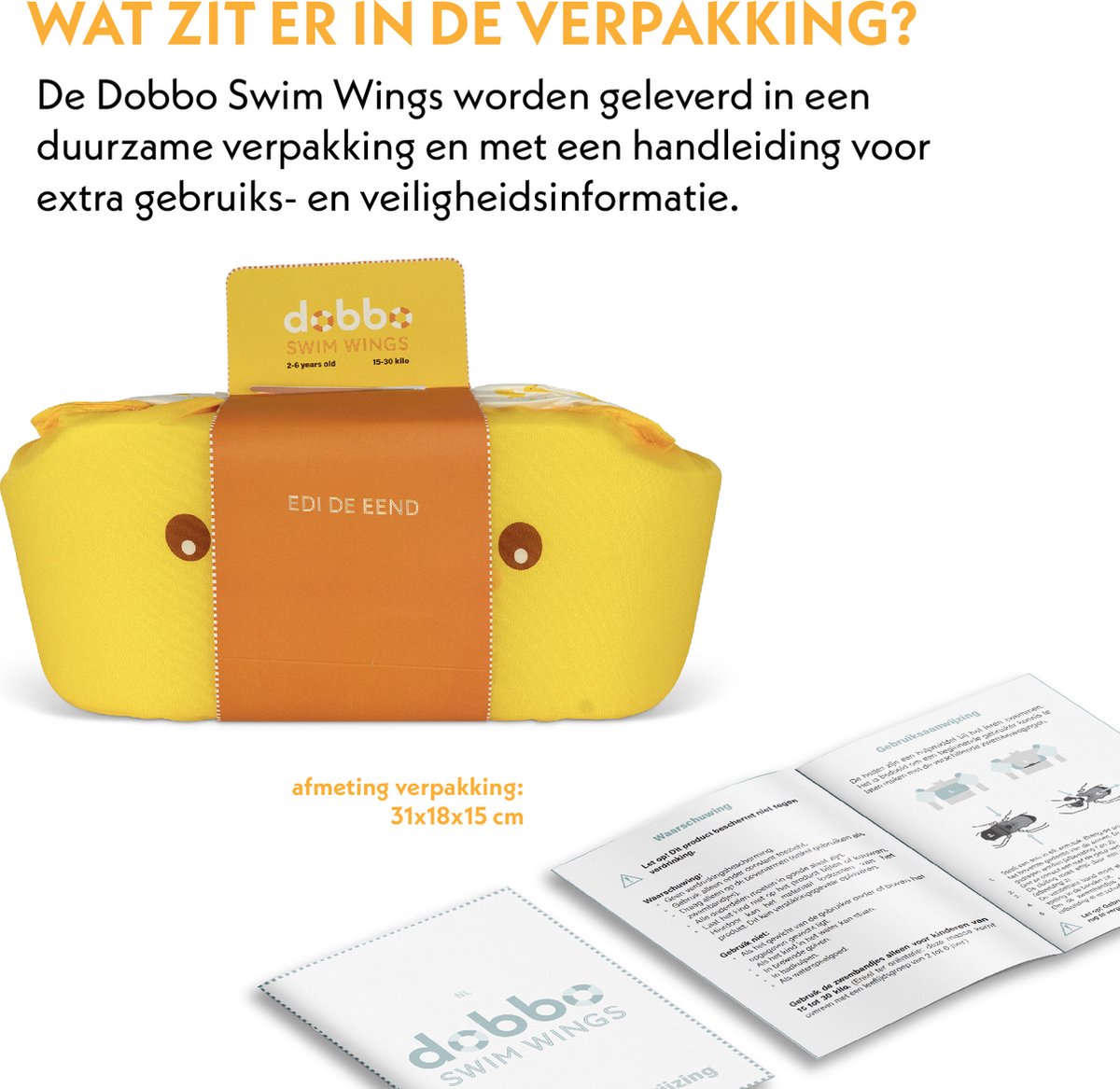 DOBBO Eddie de Eend - Puddle Jumper - Zwembandjes - Zwemvest - Zwemvleugels - voor Kind van 2 tot 6 jaar - 15 tot 30kg - Geel — afbeelding 10
