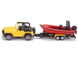 SIKU 1658, Jeep met Boot, metaal/kunststof, drijvende boot