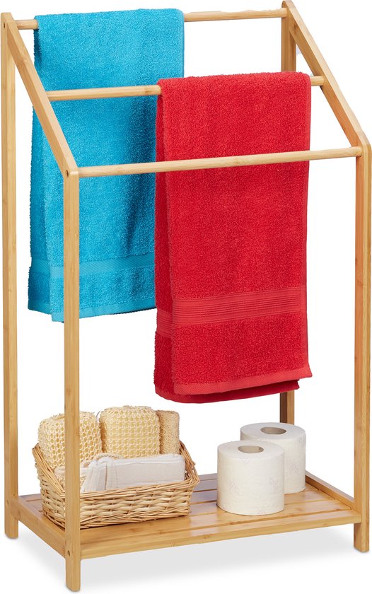 Handdoekrek met plank zilver/donkerbruin 72 x 85 cm MURIVA